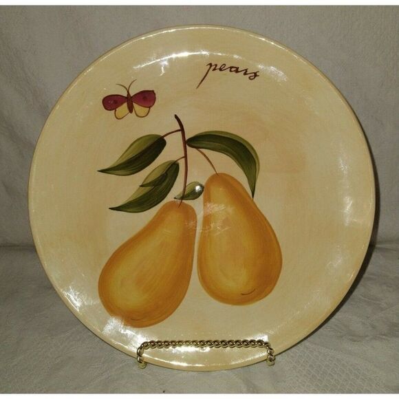 Pier 1 Provence Apples & Pears Salad Hors d'Oeuvres Snack Plates Set of 2 7 3/4" - Picture 3 of 7